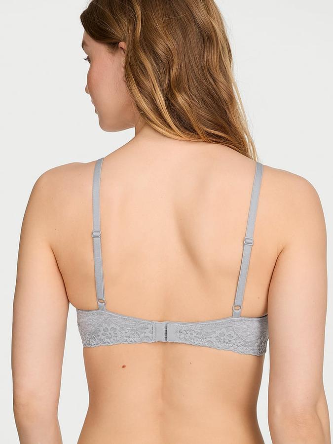 Cotton Lace-Trim Lightly Lined Wireless Bra
