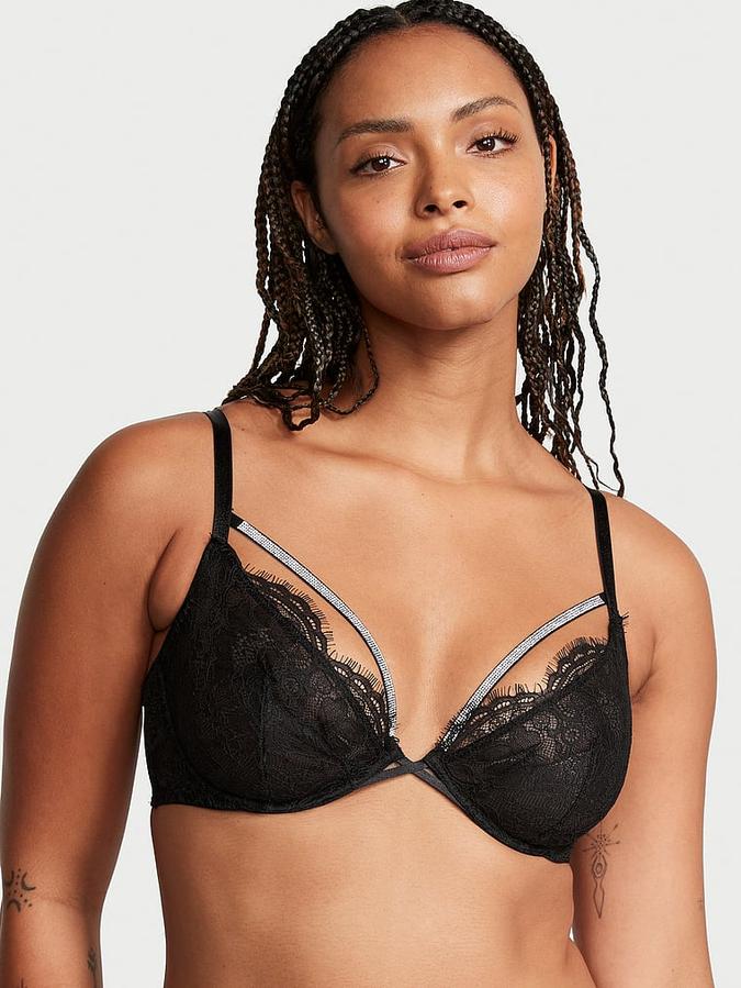 Shine Strappy Unlined Lace Low-Cut Demi Bra image number 4