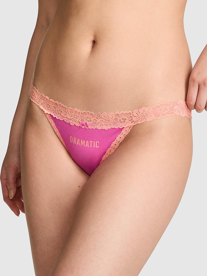 Cotton Lace-Trim Bikini Panty