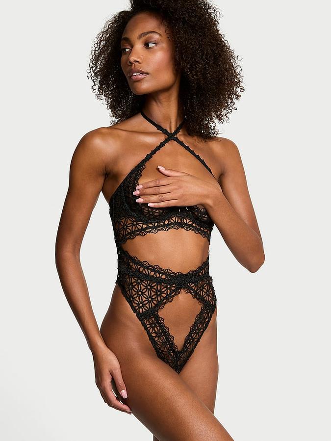 Geo Daisy Lace Open-Cup Teddy image number 0