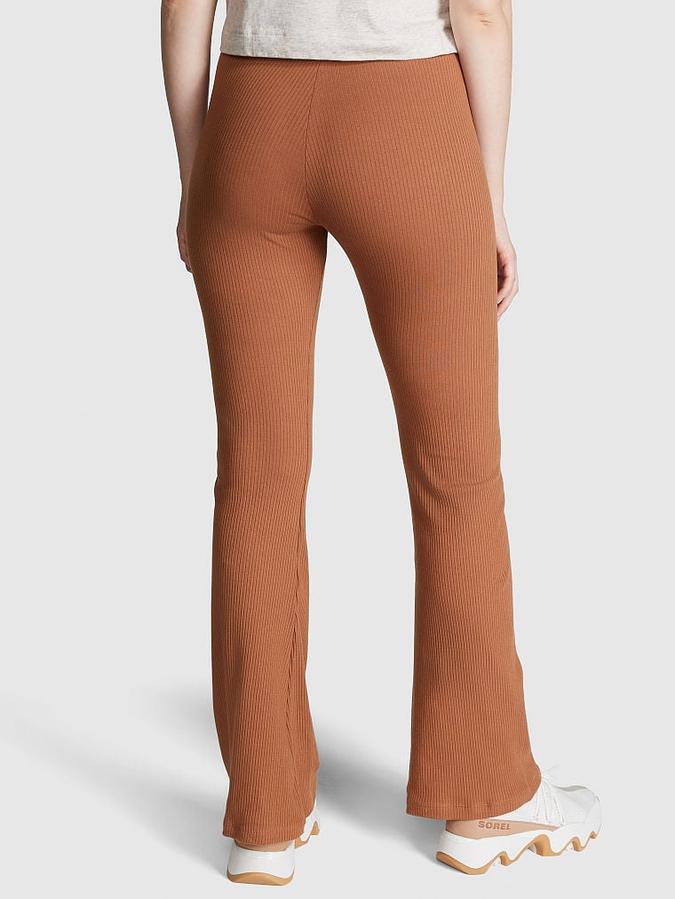 Stretch Cotton Ribbed Flare Legging image number 1