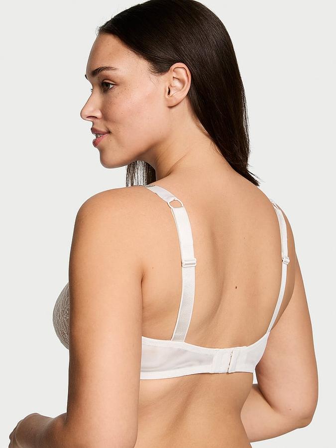 Shine Strap Unlined Low-Cut Lace Demi Bra image number 1