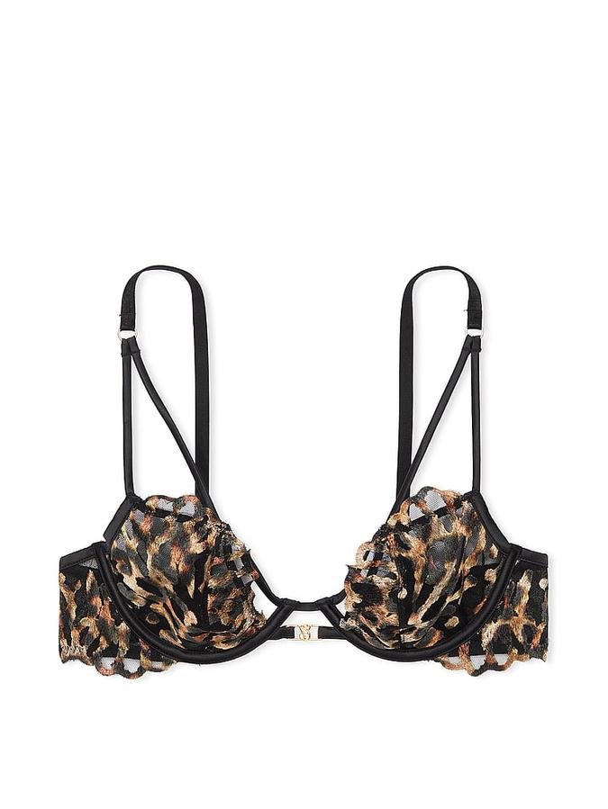 Leopard Embroidery Unlined Low-Cut Demi Bra image number 0