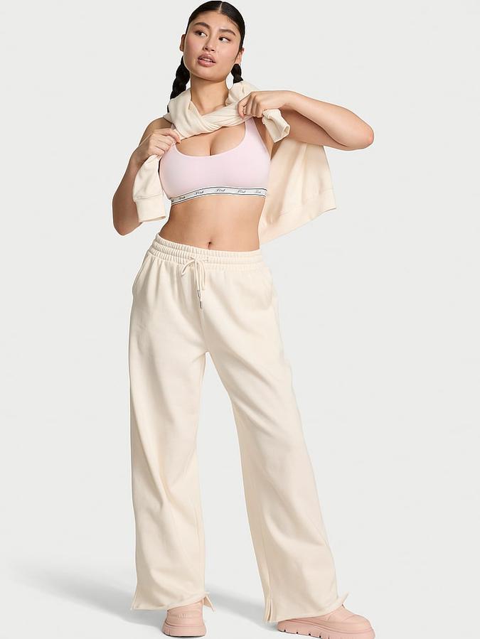 Ivy Fleece Wide-Leg Split-Hem Sweatpants