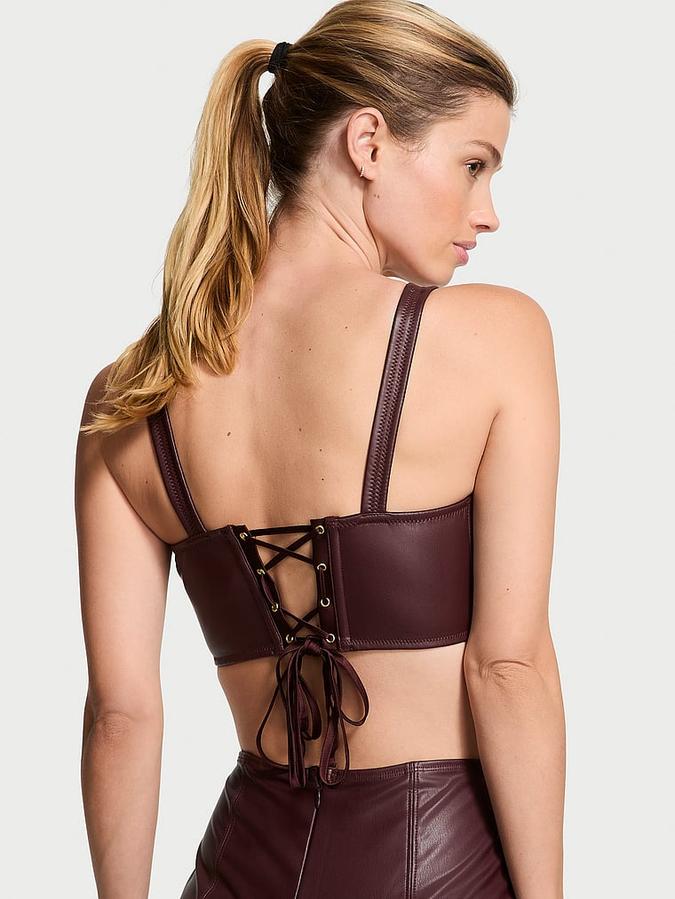 Faux Leather Mini Corset Top image number 1