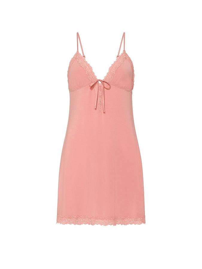 SoSoft&trade; Modal Lace-Trim Tie-Front Slip Dress image number 2