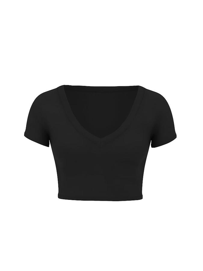 All-Day Cotton V-Neck Cropped Tee image number 2
