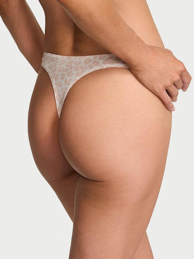 Body by Victoria Stretch Cotton High-Leg Scoop Thong Panty image number 1