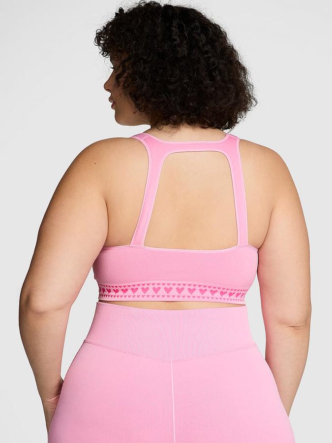 Seamless Hearts Square-Neck Longline Sports Bra image number 1