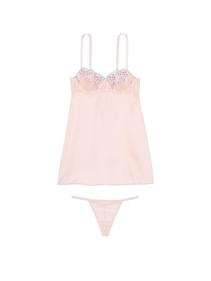 Wicked Unlined Cherry Blossom Embroidery Babydoll Set image number 2