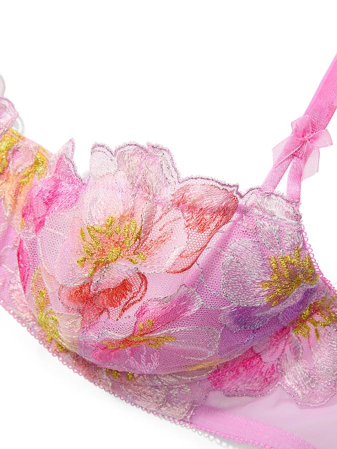 Wicked Unlined Watercolor Embroidery Balconette Bra image number 4