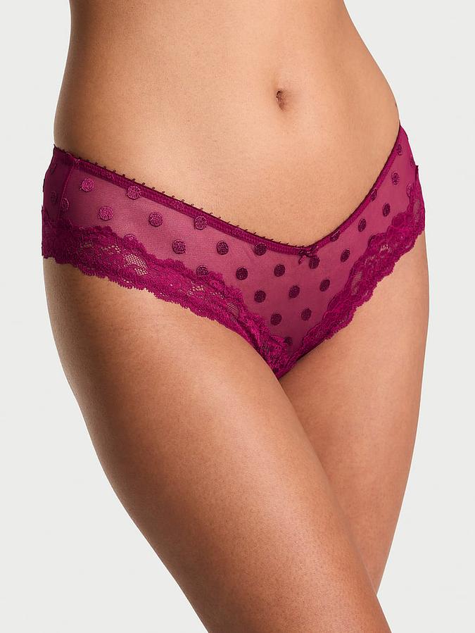 Sheer Heritage Dot Lace-Trim Cheeky Panty image number 0