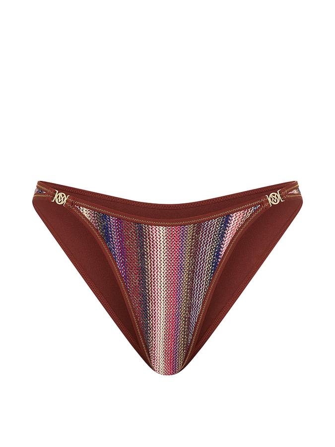 Shimmer Stripe Knit Brazilian Bikini Bottom image number 2