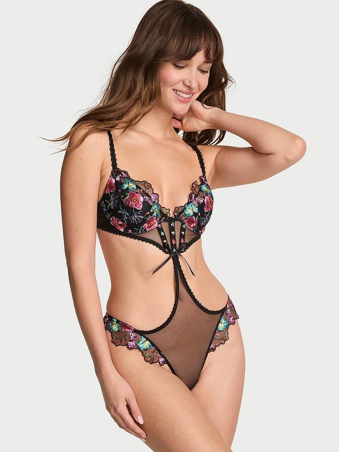 Dark Blossom Lightly Lined Low-Cut Demi Teddy image number 0