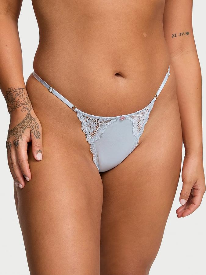 Lace-Trim Adjustable V-String Panty image number 0