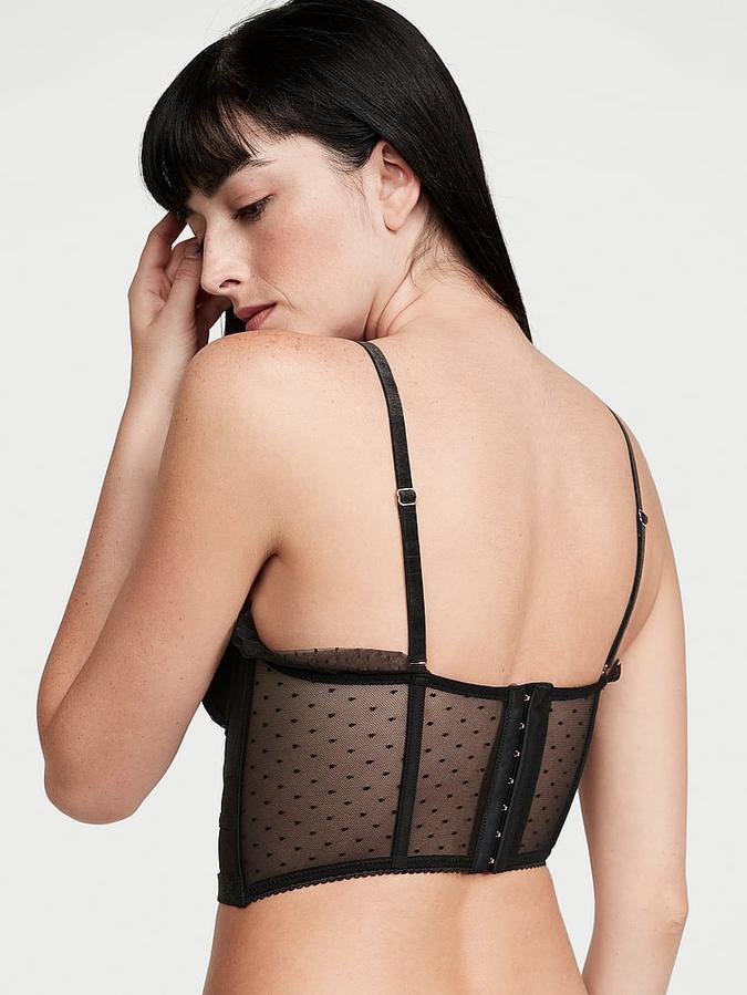 Strapless Dotted Mesh Corset Top image number 1