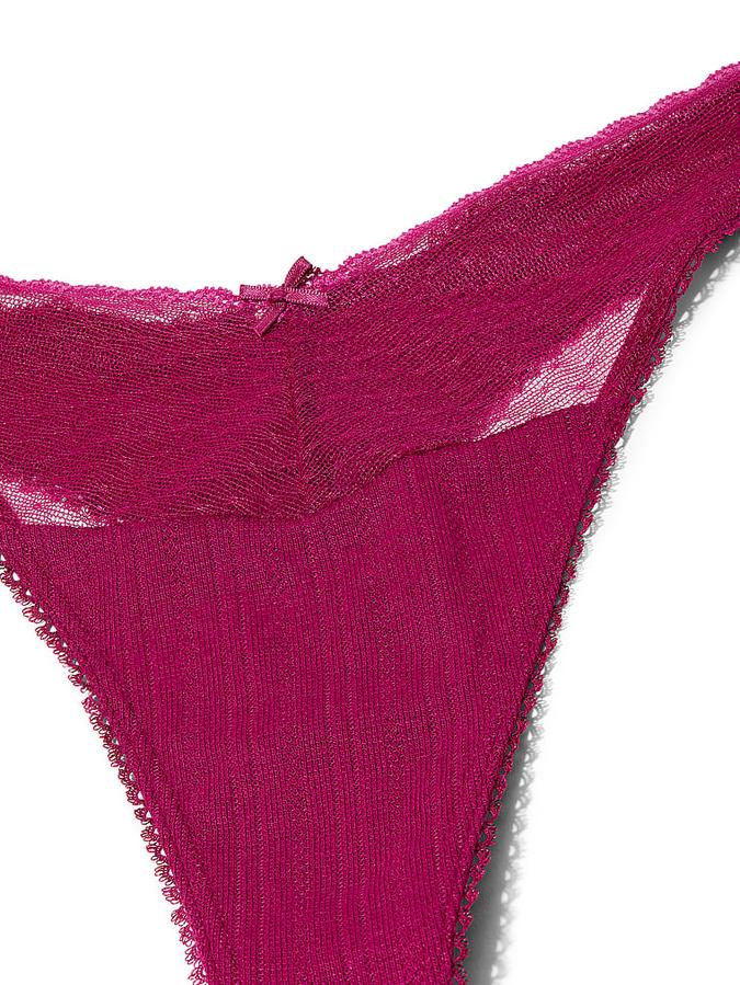 Stretch Pointelle High-Leg Scoop Thong Panty image number 2