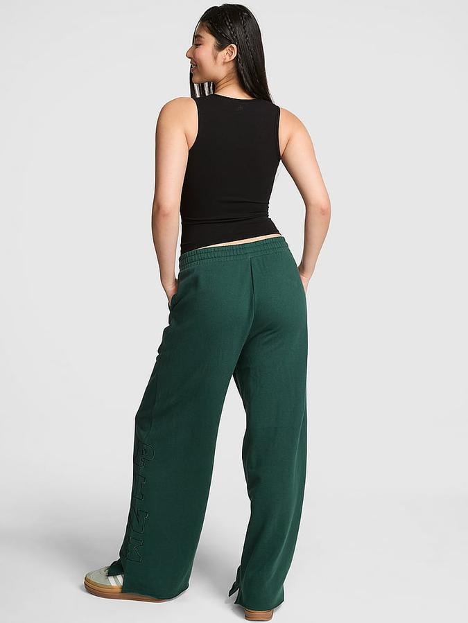 Ivy Fleece Wide-Leg Split-Hem Sweatpants