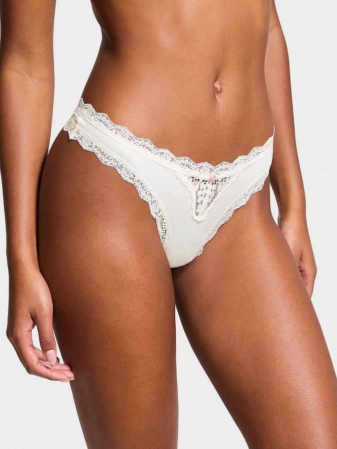 Lace-Trim Thong Panty image number 0