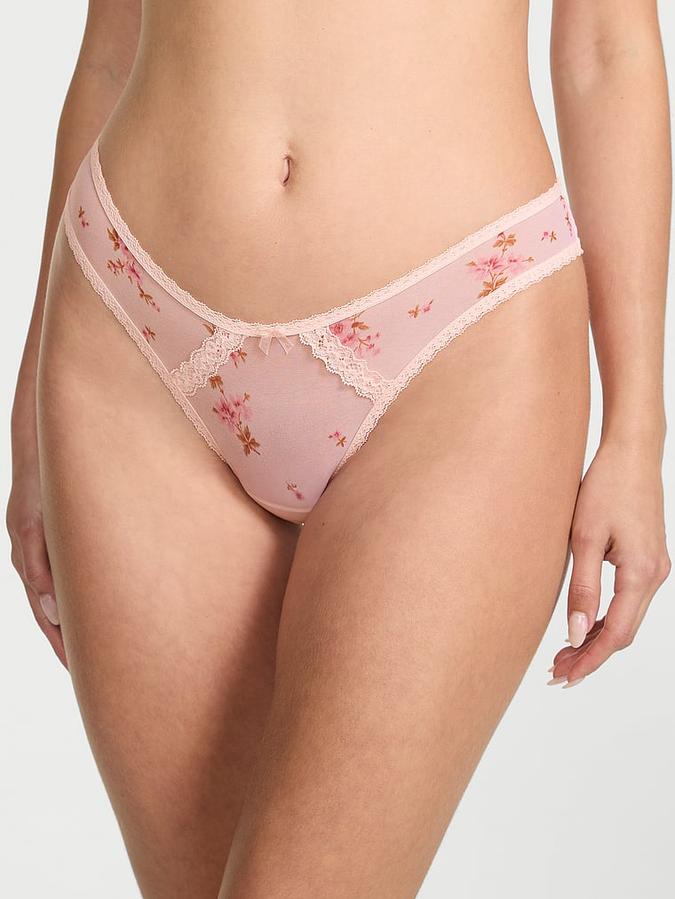 Multicolor Sheer Lace-Trim Brazilian Panty Sheer Lace-Trim Brazilian Panty