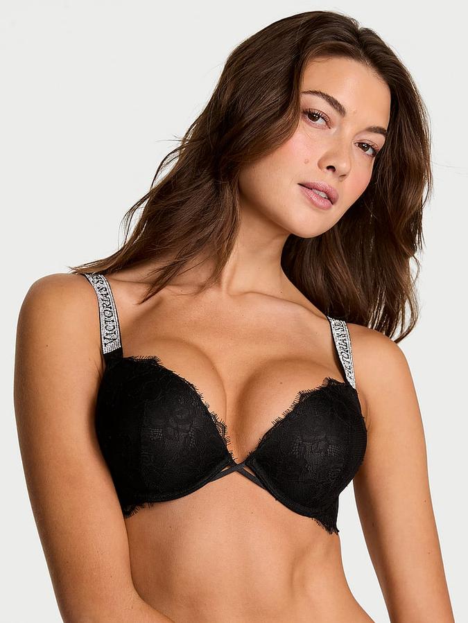 Bombshell Add-2-Cups Shine Strap Rose Lace Push-Up Bra