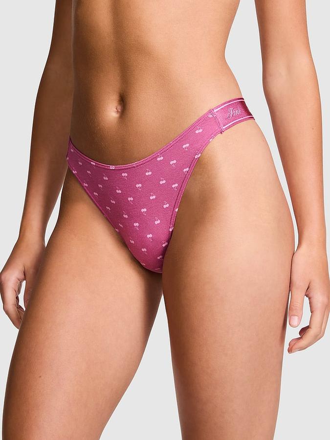 Logo Cotton High-Leg Thong Panty