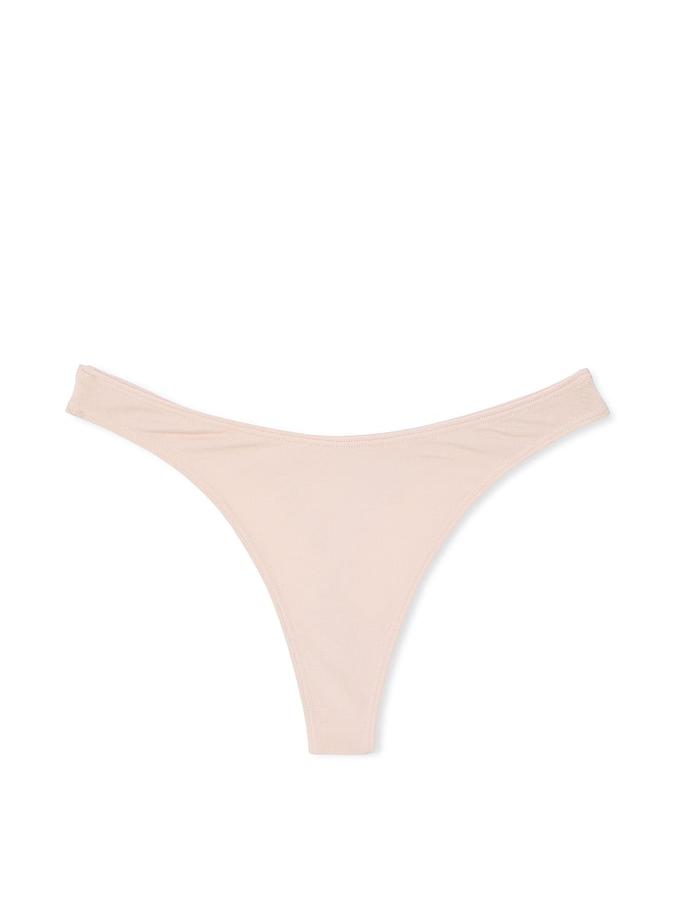 Stretch Cotton Scoop High-Leg Thong Panty image number 1
