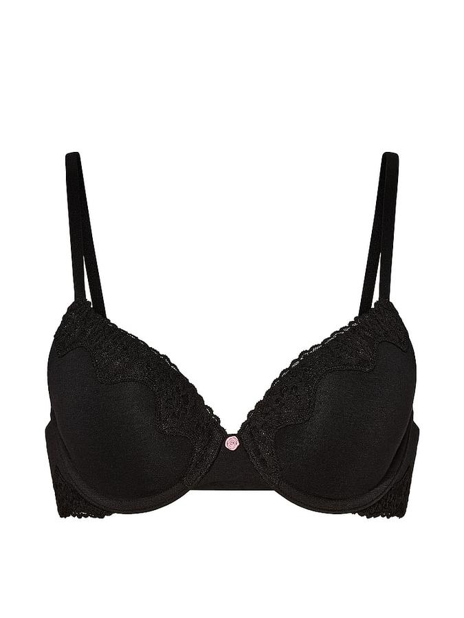 Perfect Shape Cotton Lace-Trim Push-Up Bra image number 2