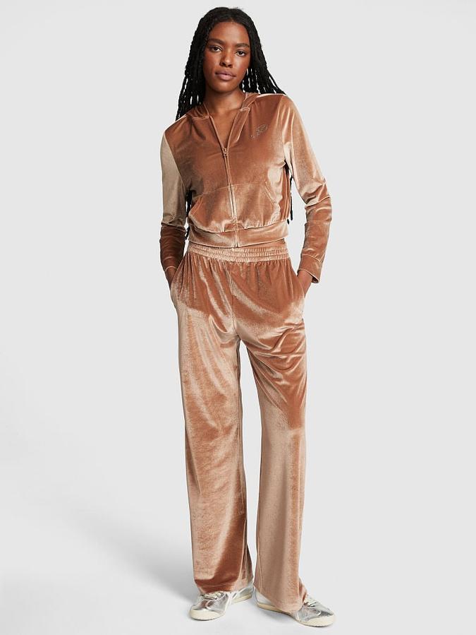 Velour Shine Logo Wide-Leg Pants image number 0