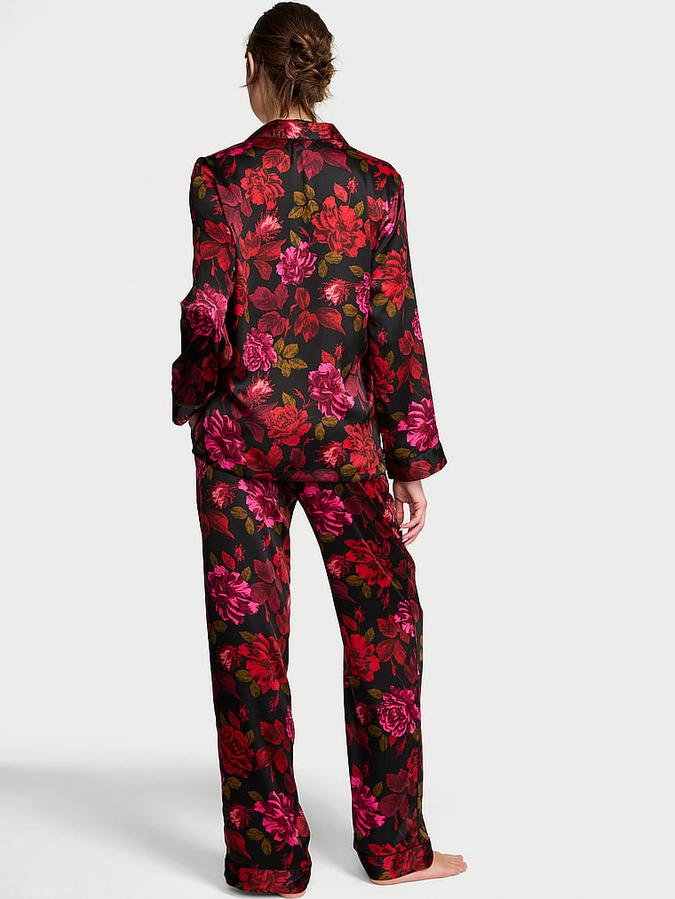 Glazed Satin Long Pajama Set image number 1