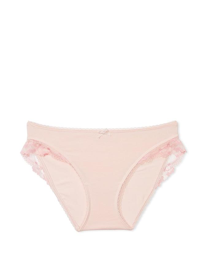 Stretch Cotton Lace-Trim Bikini Panty image number 2