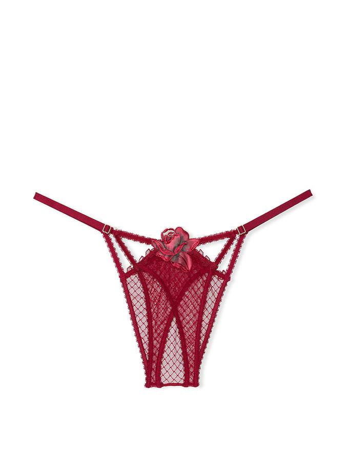 Red Rose Strappy Crotchless Brazilian Panty image number 2