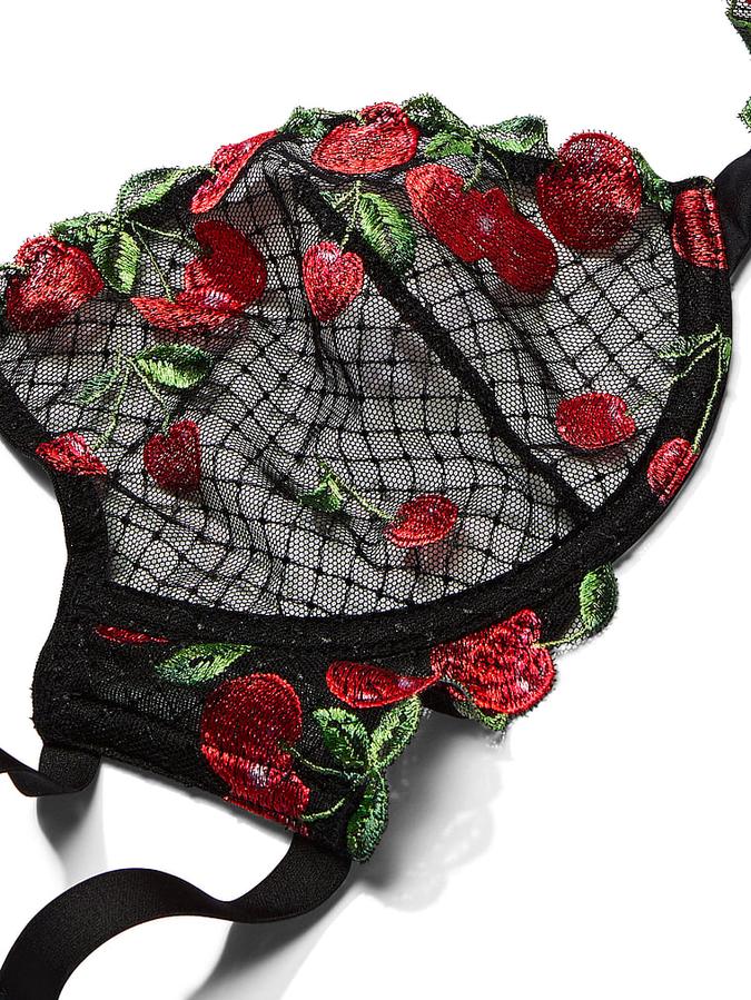 Embroidered Low-Cut Demi Bra image number 3