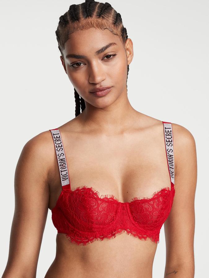 Wicked Unlined Lace Shine Strap Balconette Bra image number 0
