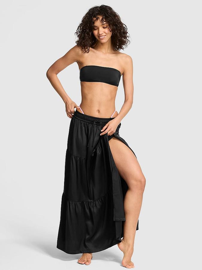 Charmed Satin Tiered Maxi Skirt image number 0