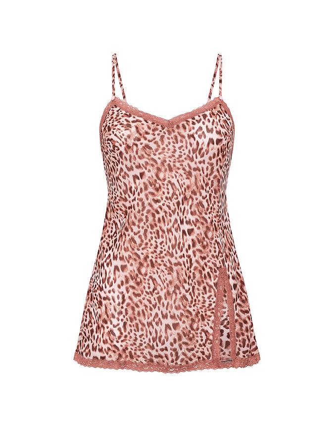 Chiffon Lace-Trim Mini Slip Dress image number 2