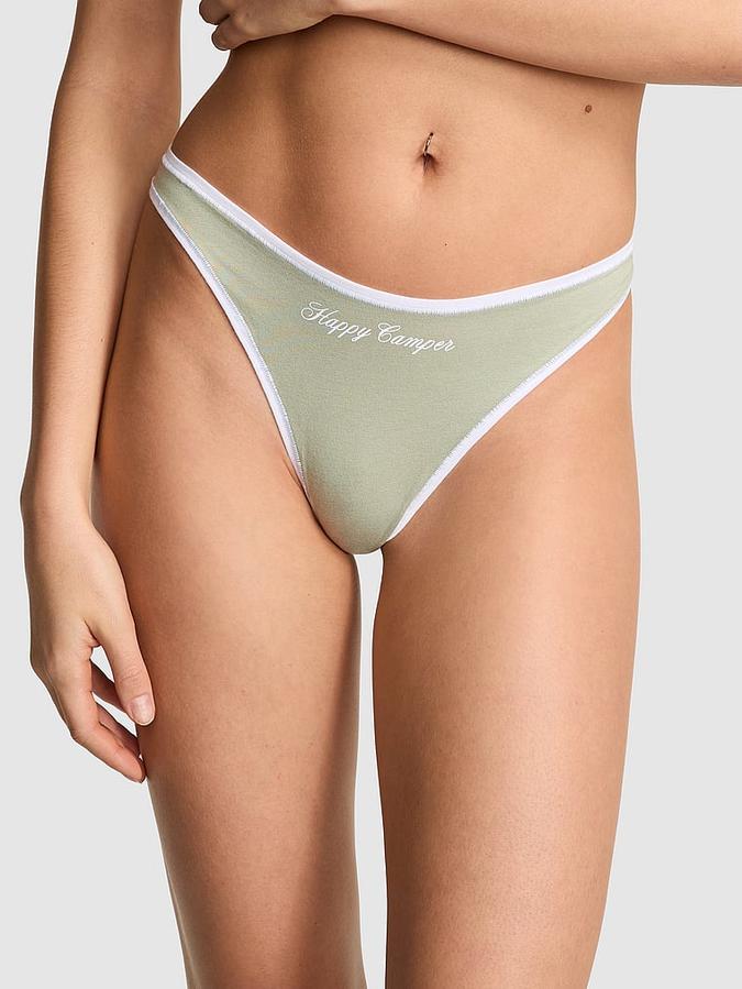 Cotton High-Leg Thong Panty image number 0