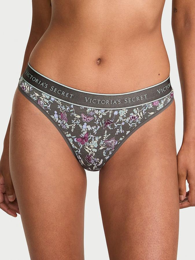 Logo Cotton Thong Panty image number 0