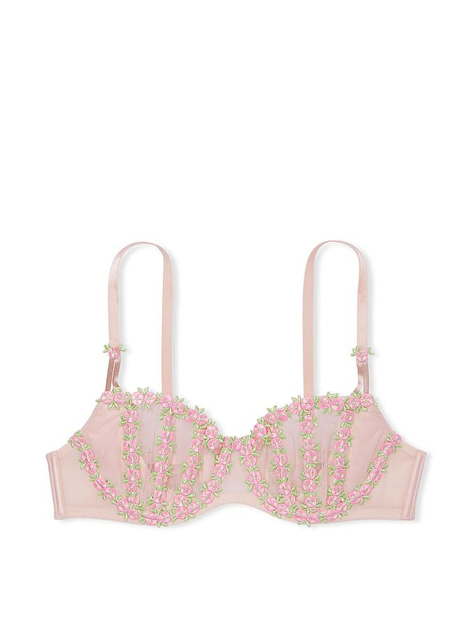 Wicked Caged Rosebud Embroidery Unlined Balconette Bra image number 2