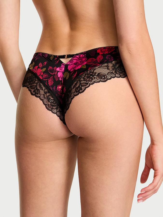 Rose Lace-Trim High-Leg Cheeky Panty