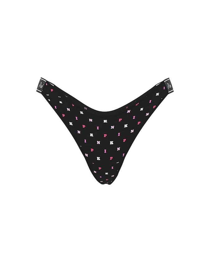 Logo Cotton Shine High-Leg Thong Panty image number 2