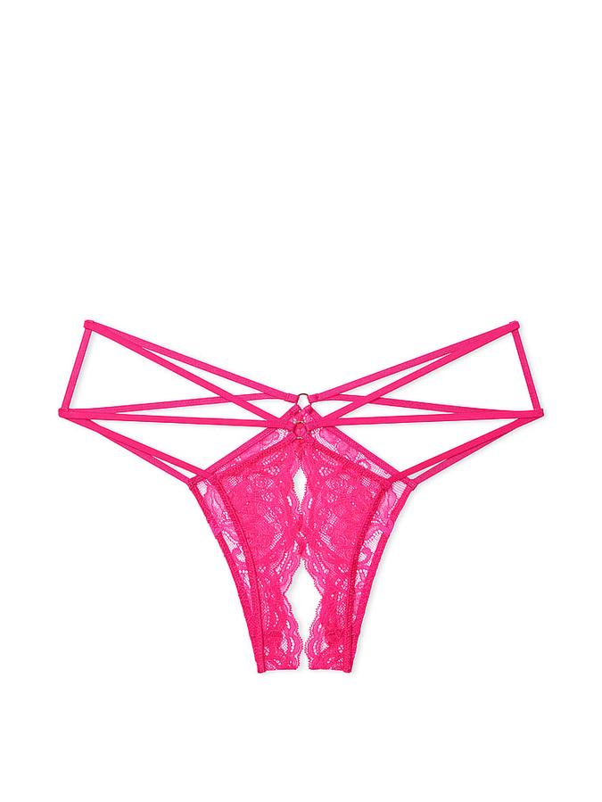 Lace Strappy Crotchless Cheeky Panty image number 2