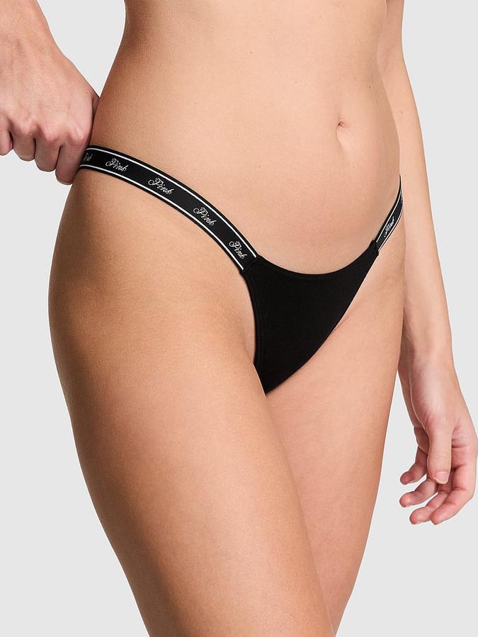 Logo Cotton High-Leg Micro Thong Panty image number 0