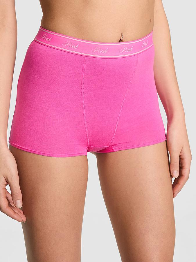 Logo Cotton High-Waist Boyshort Panty