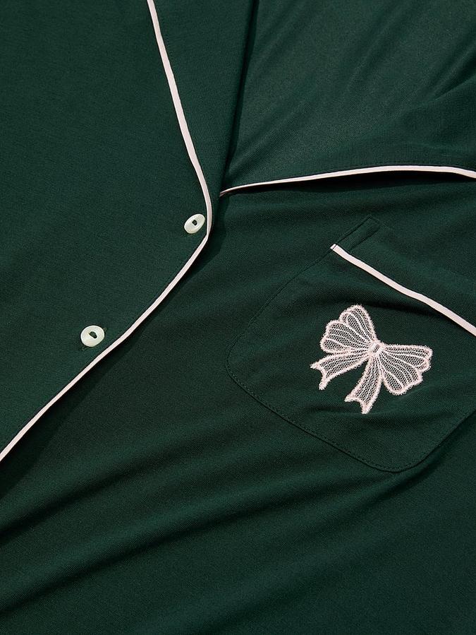 Modal Soft Bow Long Pajama Set image number 2