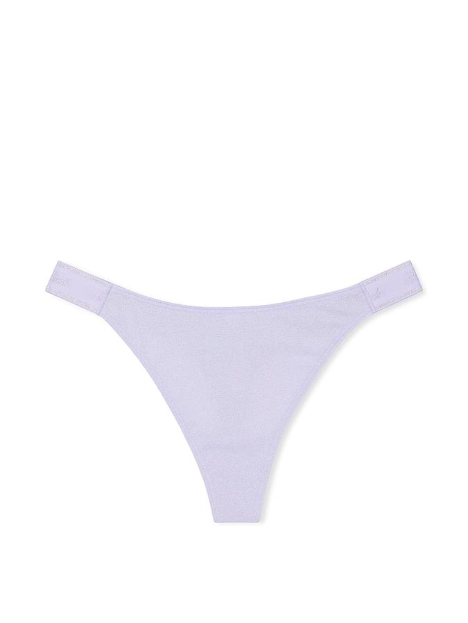 Logo Cotton Shimmer High-Leg Thong Panty image number 1