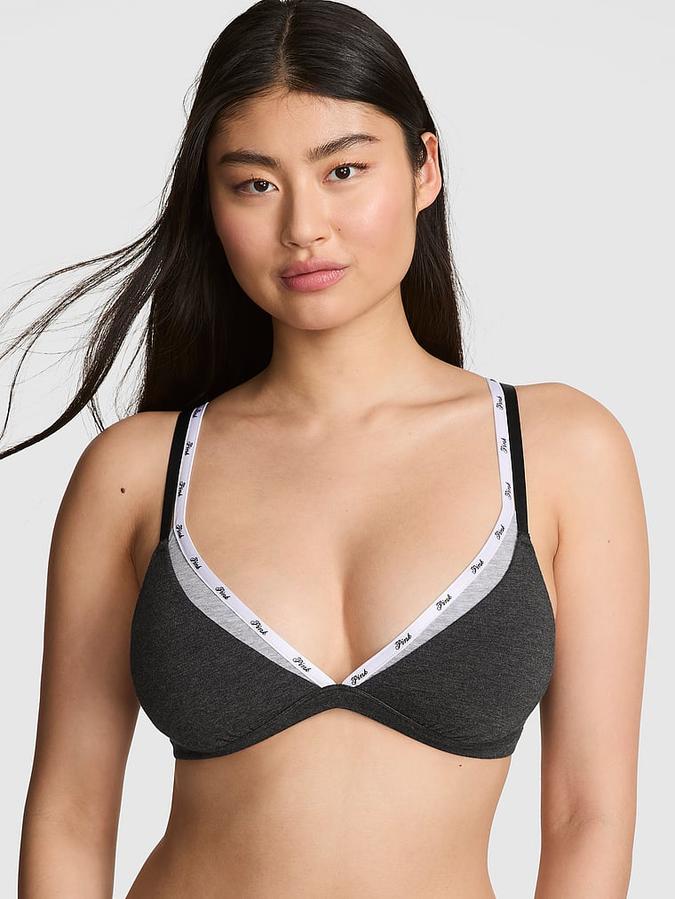 Logo Cotton Strappy Triangle Bralette image number 0