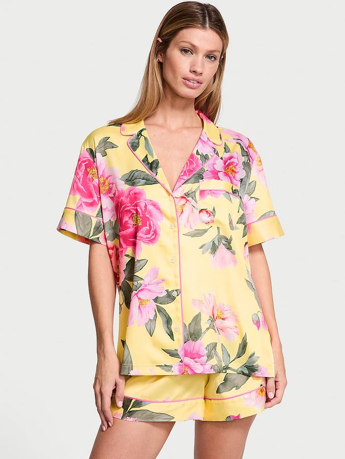 Glazed Satin Short Pajama Set image number 0