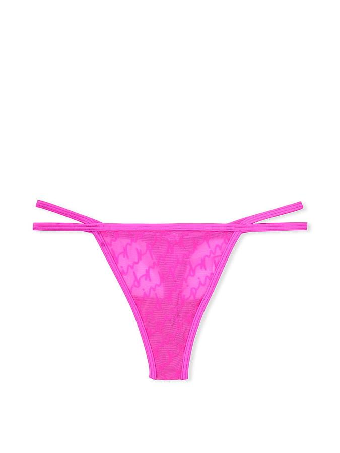 Flocked Mesh Thong Panty