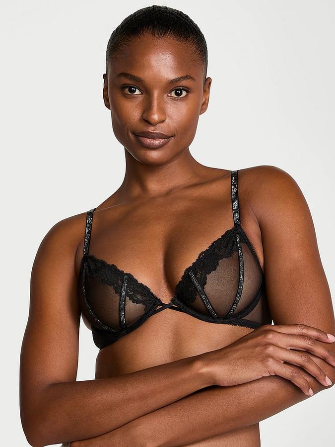 Sheer Shine Rose Unlined Low-Cut Demi Bra image number 0